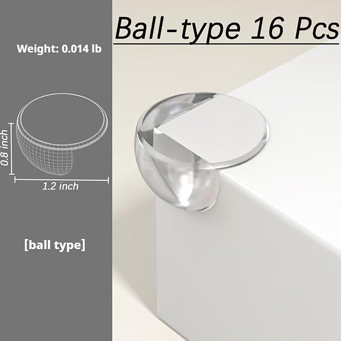 Corner Protectors for Baby - 16 Pack - Transparent Corner Protectors - Easy to Install - Safety Products Used to Prevent Collision with Sharp Edges（Round Shape）