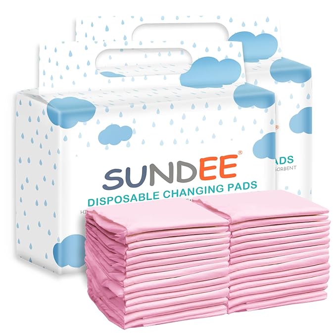 Baby Disposable Changing Pad, 50 Pack Soft Non-Woven Fabric Breathable Waterproof Underpads, Portable Leak-Proof Mattress Protector, Incontinence Bed Pads