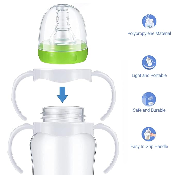Feeding Bottle Handle, White Transitional Nursing Bottle Grip, Easy Grip Independent Standard Plastic Handle Feeding Baby Bottle Holder, for Baby Bottles, for Series