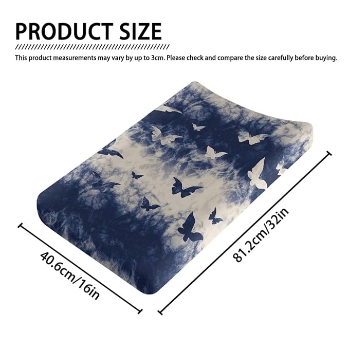 Tie Dye Butterfly Baby Diaper Changing Table Sheets Jersey Knit Breathable Changing Table Pad Cover for Infants Toddles 16 * 32 Inches