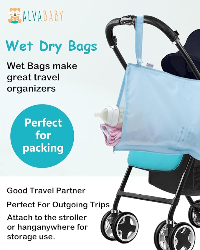 ALVA Waterproof Leakproof Wet Dry Bag 2-Pack | Reusable for Swim, Baby Clothes, Diapers & Travel 2LK01