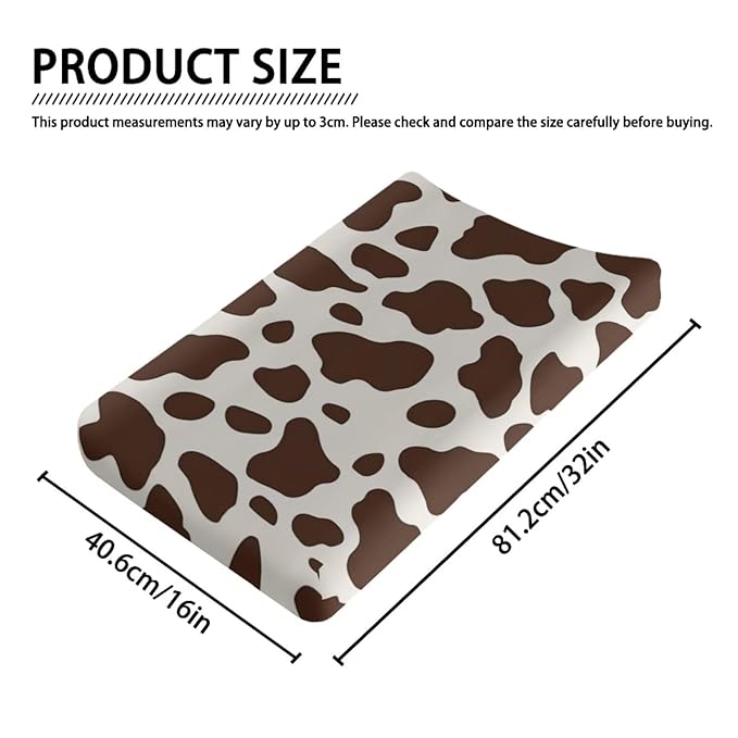 Cow Print Diaper Changing Pad Cover for Baby Soft Changing Mat Cover Infant Newborn Changing Table Sheet Fitted 32”x16” Changing Pad Covers