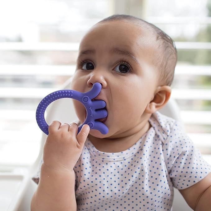 Dr. Brown’s Natural Flow® Anti-Colic Options+™ Wide-Neck Baby Bottle, Ocean Design, 9 oz/270 mL, Level 1 Nipple, 2-Pack, 0m+ with Flexees Friends Silicone Teether, Purple Octopus