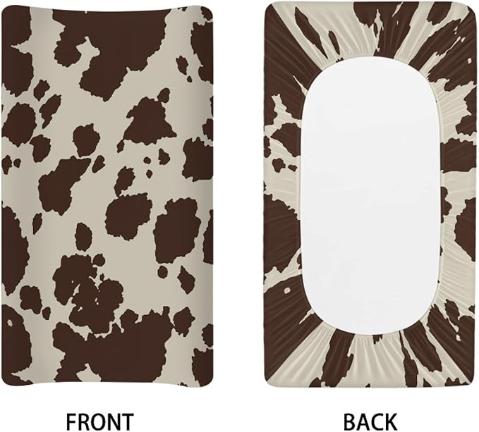 Wanyint Cows Print Stretchy Changing Pad Covers Ultra Soft Breathable Diaper Changing Table Cover for Baby Boys Girls,Fit Standard 16 x 32 Inch Changing Mats