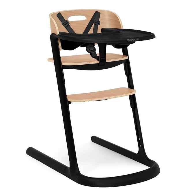 Delta Children Versa Adjustable 3-in-1 High Chair for Babies & Toddlers - 3 Growing Stages from Infant to Adult Seating - Greenguard Gold Certified, Black
