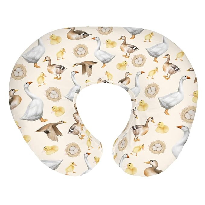 Watercolor Farm Birds Ducks Baby Nursing Pillow Covers for Boy Girl Cute Farm Animals Nursing Slipcovers for Breastfeeding Pillows Farmhouse Duckling Soft Stretchy Removable Cover for Newborn Infant