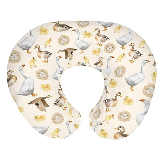 Watercolor Farm Birds Ducks Baby Nursing Pillow Covers for Boy Girl Cute Farm Animals Nursing Slipcovers for Breastfeeding Pillows Farmhouse Duckling Soft Stretchy Removable Cover for Newborn Infant