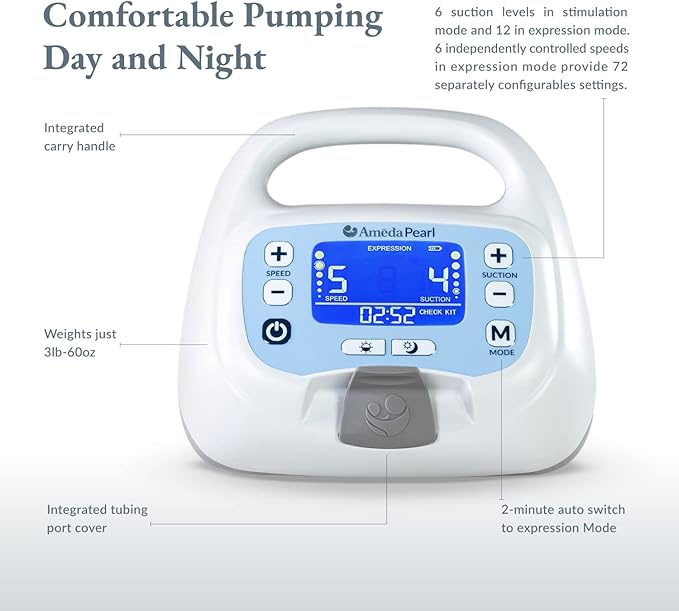 Ameda Pearl Hospital Grade Breast Pump | Ameda Electric Breast Pump | Rechargeable Battery | Medical Grade | Pumps for Breastfeeding