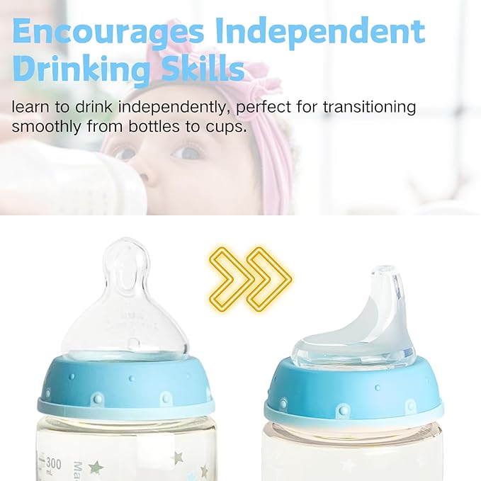 4 Pack Replacement Silicone Spout Compatible with NUK Active and Learner Cups, Clear Silicone Dishwasher Safe No Spill BPA Free Nipple Replacement Spouts