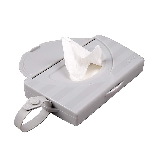 Ubbi On-the-Go Baby Wipes Dispenser, Portable Wipes Container for Travel, Diaper Bag Accessory Must Have for Newborns, Reusable Wipes Holder, Gray, Set of 2