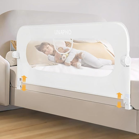 Bed Rail for Toddlers,Swing Down Kids Bed Rails Guard for Twin,Full,Queen,Bunk Size Bed,Extra Tall Child Bed Rail Guard with Reinforced Anchor Safety System,40" L x 29.5" H,White