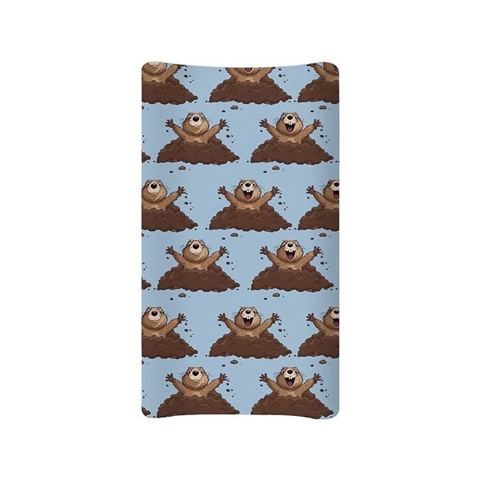 Marmot Cute Changing Pad Cover for Baby Girls Boys Change Table Covers Diaper Changing Mat Sheets Cover Soft Breathable Blue