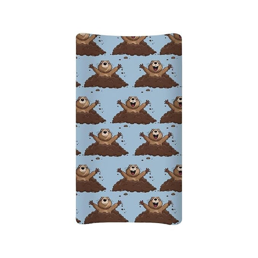 Marmot Cute Changing Pad Cover for Baby Girls Boys Change Table Covers Diaper Changing Mat Sheets Cover Soft Breathable Blue
