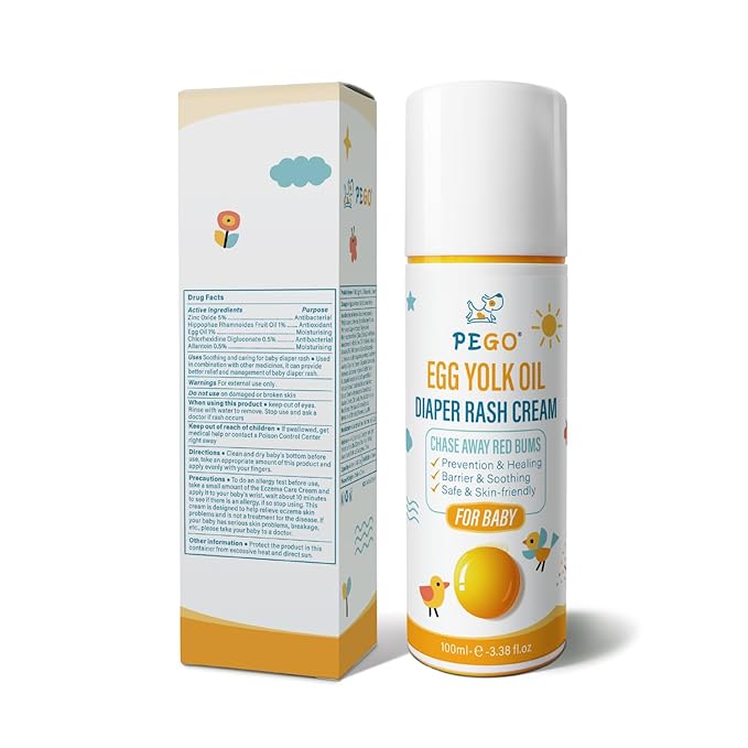 PEGO Diaper Rash Cream for Baby,Prevents, Soothes Diaper Rash,Essentials Zinc Oxide Ointment,Egg Yolk Oil, Gentle & Non-Irritating 100ml/3.38 Fl Oz