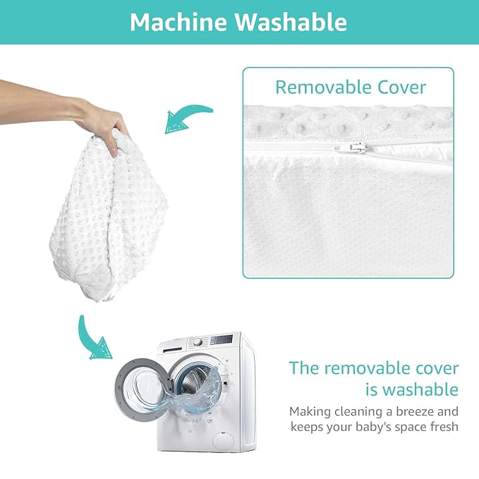 YENING Small Changing Pad Mini 23 x 13 with Washable Cover Waterproof Baby Diaper Changing Pad for Dresser Table Pad White