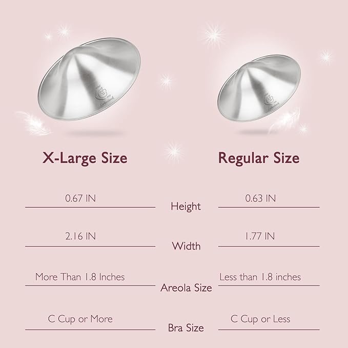 Boboduck 999 Silver Nipple Covers Breastfeeding - The Original Silver Nursing Cups - Protect and Soothe Sore Nipples - Silver Nipple Shield Guards with Soft Silicone Ring