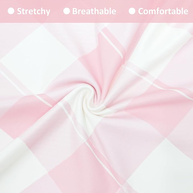 DILIMI Nursing Pillow Cover, Stretchy Removable Case for Breastfeeding Pillows, Ultra Soft Comfortable Slipcover for Baby Girl and Boy, Pink Checkered