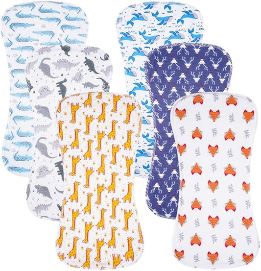 6 Pack Cotton Baby Burp Cloths Extra Absorbent Soft for Baby Boys and Girls (Multi03)