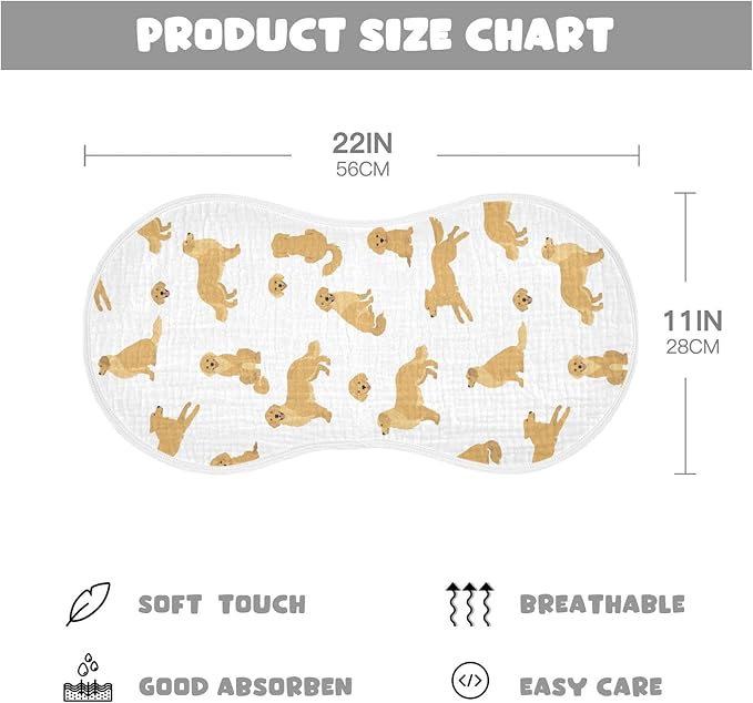 vvfelixl Baby Burp Cloths Golden Retriever Dogs Baby Newborn Cotton Burping Cloths Set Baby Washcloths 4 Pack