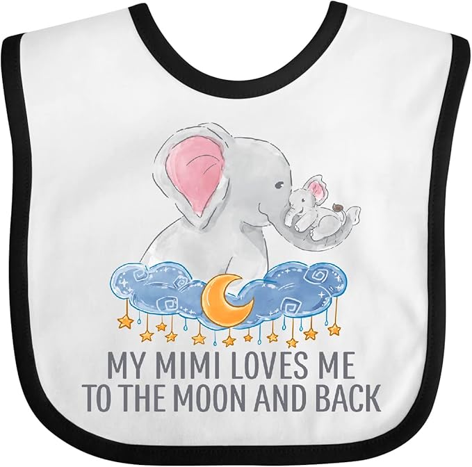inktastic My Mimi Loves Me To the Moon and Back Elephants in Clouds Baby Bib
