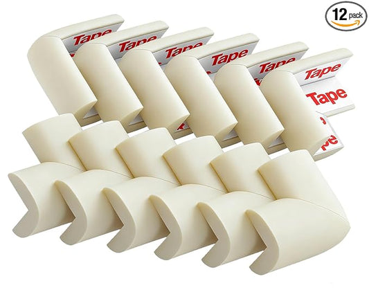 12 Pack Soft Corner Protector Baby Proofing Edge & Corner Guards, Furniture Safety Bumper for Table, Fireplace, Stair, Cabinet, (Beige)