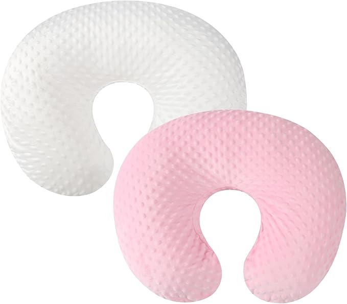 Dot Nursing Pillow Cover Set 2 Pack Nursing Pillow Slipcovers, Ultra Soft Compatible with Boppy Pillow,Standard Pillow for Baby Boy Girl White and Pink