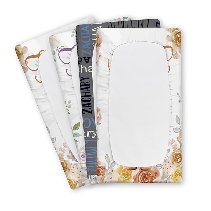Custom Changing Pad Cover Set - Jersey Knit Comfy CozyUltra Soft Unisex Diaper Changing Table Covers with Personalized Name for Baby Boys Girls - Waterproof Ultra Soft 4 Pcs Set Style13