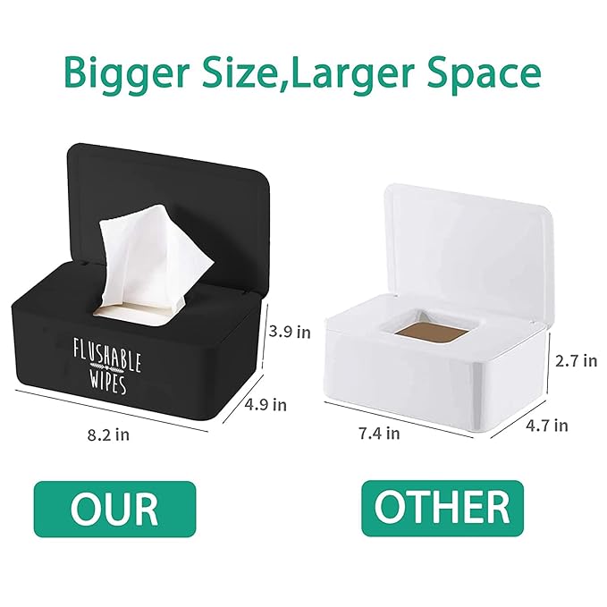 Moorfowl Baby Wipes Dispenser for Bathroom, Upgrade Size(8.2L x 4.9W x 3.9H inches), Flushable Toilet Wipes Holder Container for Restroom