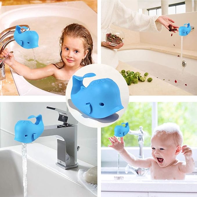 Faucet Cover Bathtub Baby Whale Spout Cover Soft and Safety for Kids Blue