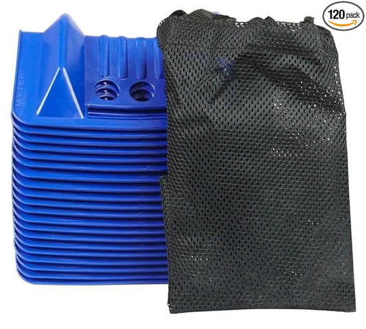 Mytee Products (120 Pack) 4" x 4" x 10" Blue Corner Protector V Shaped Flatbed Edge Guards with Carrying Case - Cargo Load Corner Edge Protector and Tie-Down Strap Guard for Flatbed