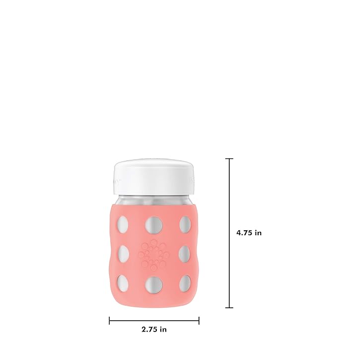 Lifefactory 8-Ounce Stainless-Steel Vacuum-Insulated Wide-Neck Baby Bottle with Flat Cap, Cantaloupe (LS2231WCA4)