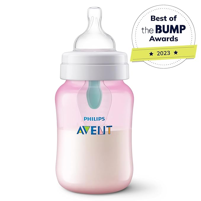 Philips Avent Anti-Colic Baby Bottle with AirFree Vent,9oz,with Flow 2 Nipples,1m+,Pink,SCY703/14,(Pack of 24)