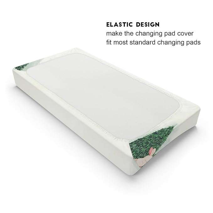 Cute Animals Green Pine Trees Baby Changing Pad Covers Bear Raccoon Squirrel Deer Rabbit Hedgehog Owl Diaper Change Table Cover Sheets for Boys Girls Soft Stretch Changing Table Mats 32''x16''