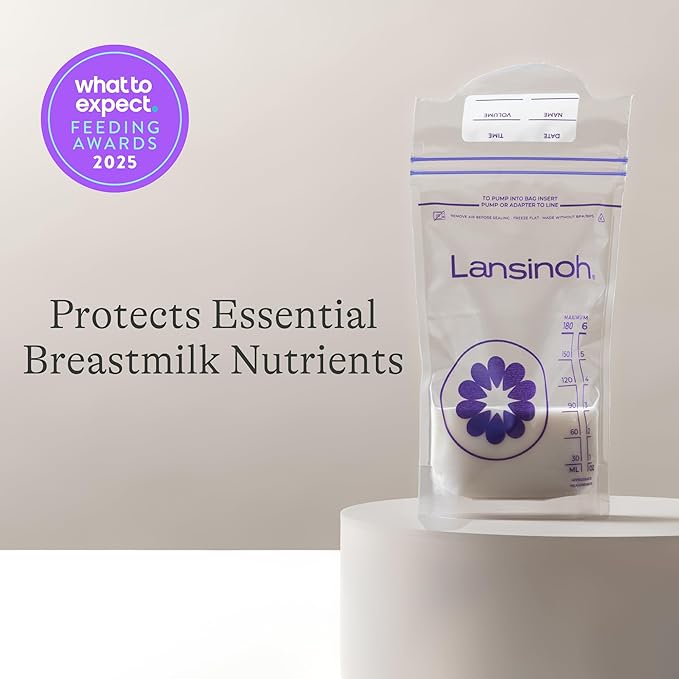 Lansinoh Breastmilk Storage Bags, 50 Count, Baby Essentials, Fast Freeze & Thaw Breast Milk Bags for Baby Bottle Feeding, Strength & Stretch, 6 Ounce