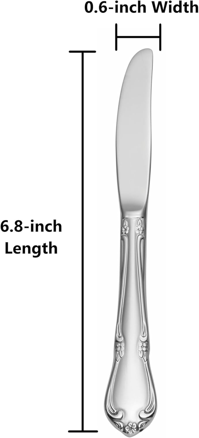 Oneida Silverware Set, Chateau 3-Piece Child Flatware Set, Service For 1, 18/10 Stainless Steel, Dishwasher Safe, Child Fork Spoon and Knife, Length: 5.2 to 6.8-Inch, Kids Silverware (Silver, 3 Piece)