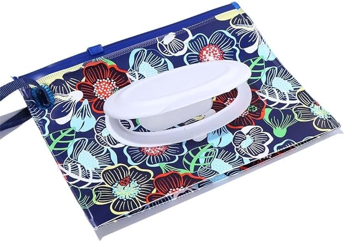 2 Pcs Protable Reusable Wipes Pouch, Travel Wipes Case, Baby Wipes Case, With Zipper and Oval Opening