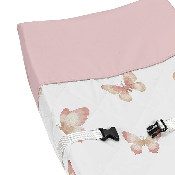 Sweet Jojo Designs Pink and Taupe Boho Butterfly Girl Baby Changing Pad Cover Infant Newborn Diaper Table Change Mat Sheet Ivory Tan Bohemian Shabby Chic Watercolor Pattern Butterflies Dusty Rose