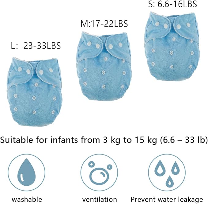 7Pcs Baby Cloth Nappies Reusable Pocket Nappy Washable Adjustable Cloth Diapers Super Absorbent Clothes Nappies Multi-Color Comfortable Diapers for Baby Infants Boys Girls 6.6-33 lbs