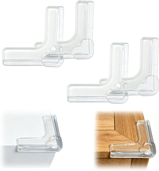Corner Protector Baby, Table Corner Protectors, Baby Proof Corners and Edges, Fan-Shaped Clear Corner Guards 4 Pack, Heart-Shaped