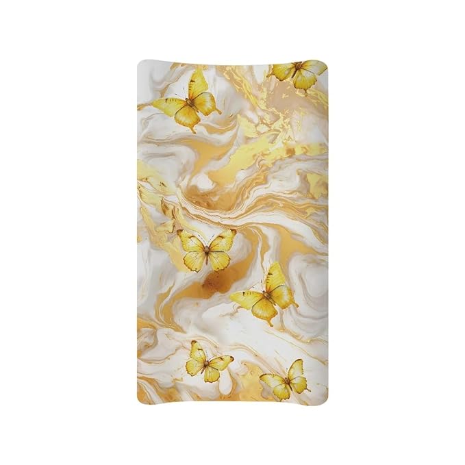 Baby Stretchy Changing Pad Cover, Breathable Changing Pad Cover for Infants and Toddles, Butterfly Marble Print 16 * 32 Inches