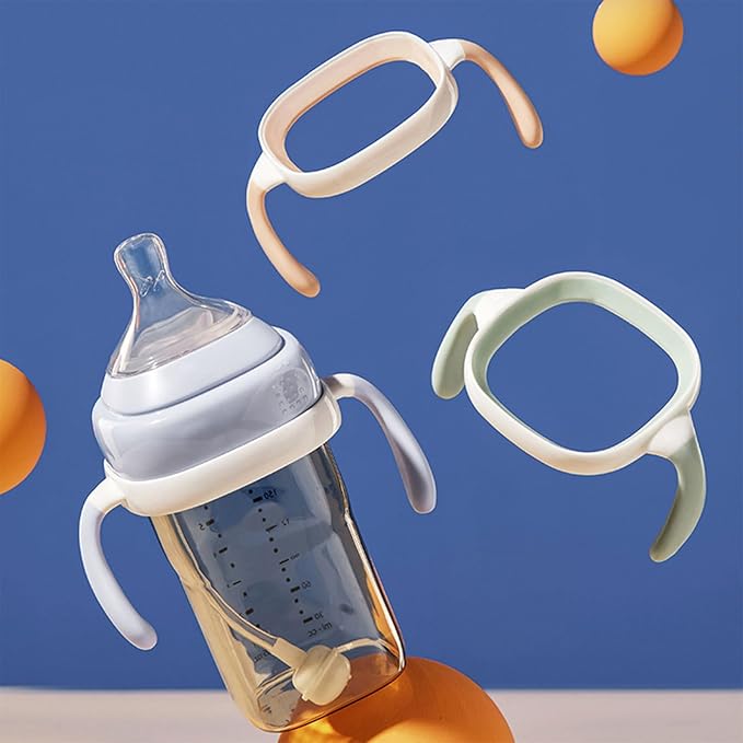 Baby Bottle Handle Square Shape Feeding Bottle Handle BPAFree Silicone Handle for Wide Neck Bottles, 7.3 x 5.3cm, White