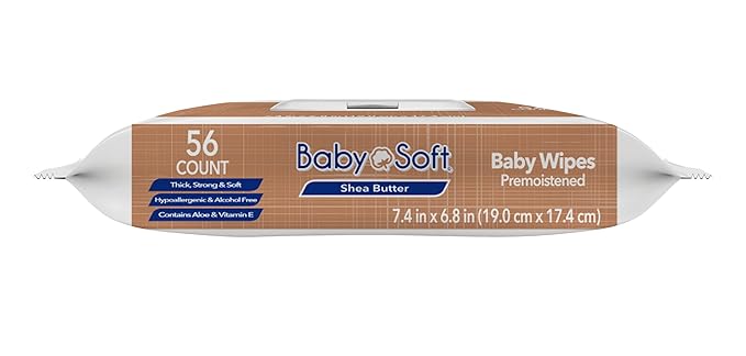 Baby Wipes, Baby Soft Shea Butter 8 Flip top packs (448 Wipes Total).