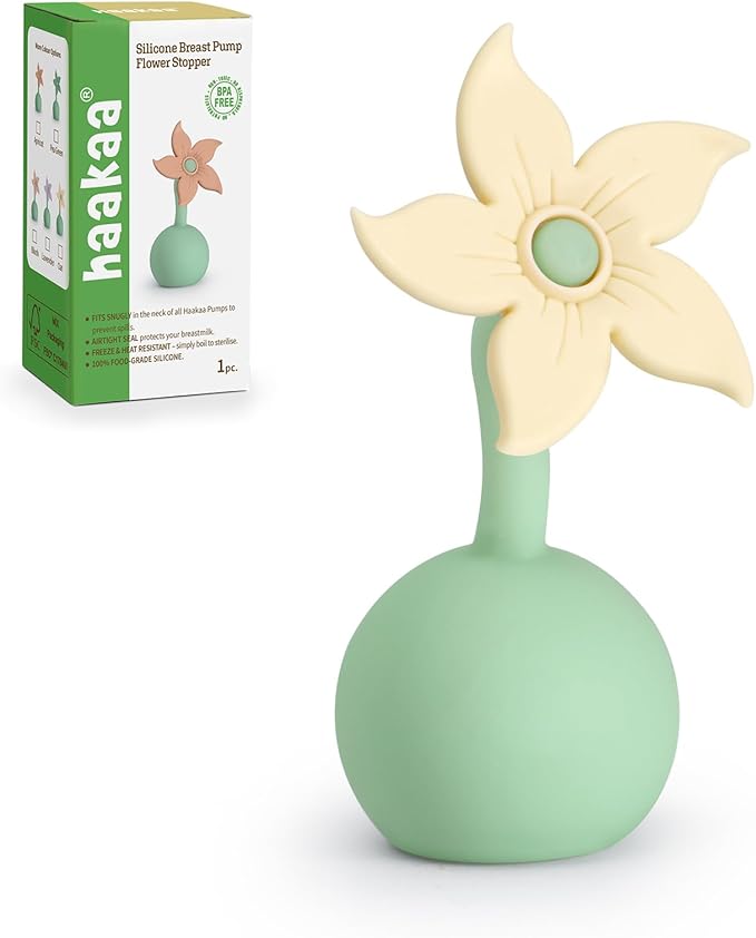 haakaa Manual Breast Pump Flower Stopper (Oat) - Made of Premium Silicone, BPA Free, Compatible with All haakaa Breast Pumps