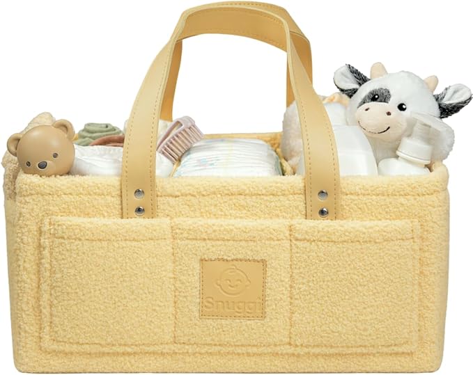 Baby Diaper Caddy Organizer with Handle & Toiletry Bag, Portable Nursery Storage Basket for Newborn Essentials, Baby Essentials,Portable Diaper Organizer, Baby Registry Must Have