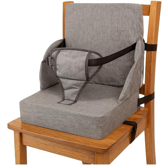 Toddler Booster Seat for Dining Table Kitchen Chair - High Portable Cushion Child Kids Seats, Restaurant Eating Chair with Adjustable Straps & Non-Slip Base