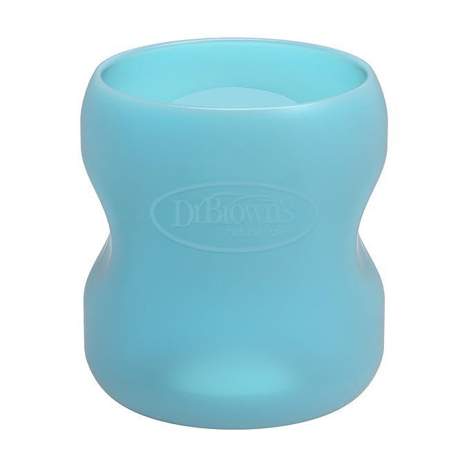 Dr. Brown's Options+ Wide-Neck Glass Bottle Sleeve, 100% Silicone, Blue, BPA-Free, 5 oz, 1-Pack