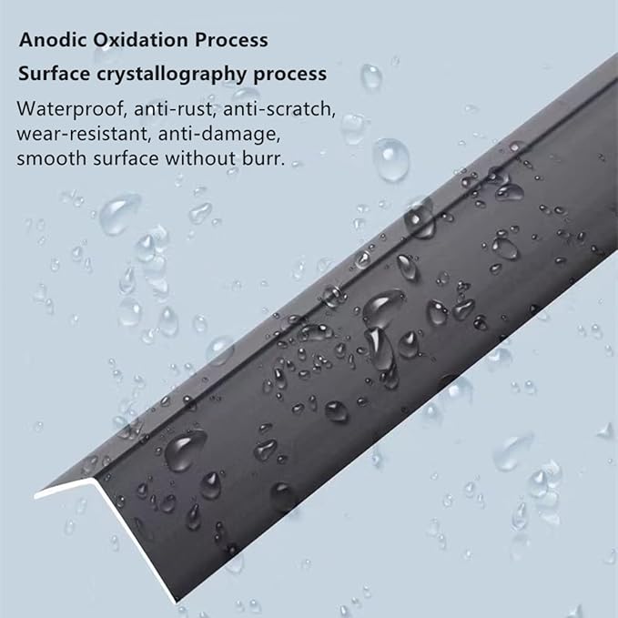 Aluminium Alloy Metal Corner Guards 10 Pcs Wall Corner Protector 0.6" x 0.6" x 48" Wall Corner Protection Decoration Black Pack of 10 Corner Guards 20 Ga/1 mm Thickness