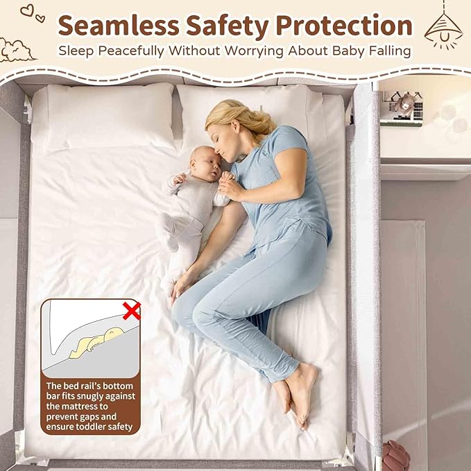 3-Piece Twin Size Bed Rail for Toddlers - Height Adjustable Baby Bed Rail Guard with Headboard Rod,Safety Bed Rails for Twin Size Bed with Child Lock(39x74.8x74.8 Inch)