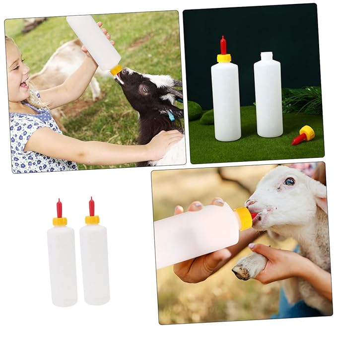 2sets Multifunctional Lamb Feeding Bottles Durable Milk Feeding Bottles for Newborn Animals Portable Design for Farm Use for Sheep Calves and Piglets Replaceable Feeder