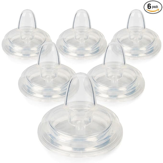 Sippy Spout Nipples for Dr. Brown's Wide-Neck Baby Bottles and Sippy Spout Bottles,Variable Flow, Silicone Conversion Nipple,6+ Months,6 Count